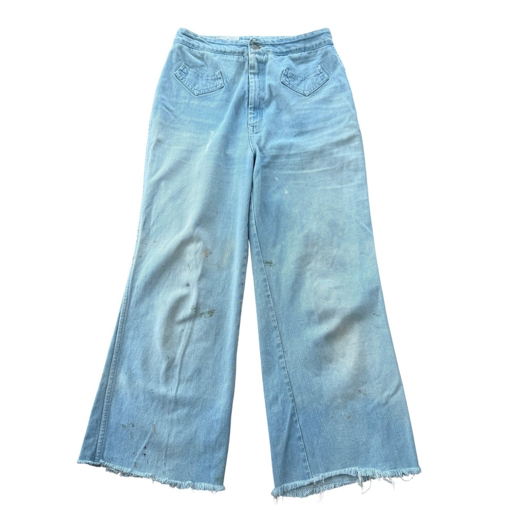 Organically Grown 1970s Jeans High Rise Wide Leg Cropped Flare 28 Light wash